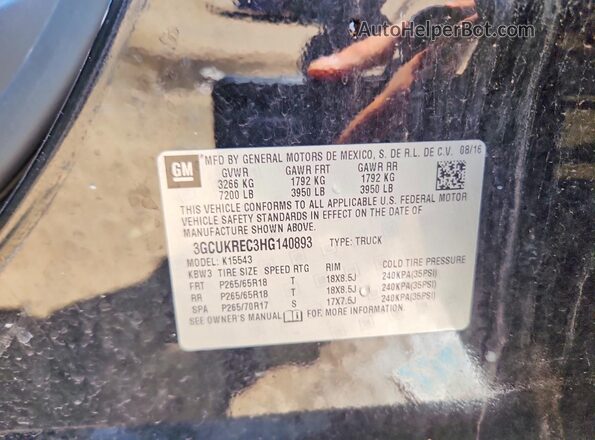 3GCUKREC3HG140893 2017 CHEVROLET SILVERADO Black Vista del compartimento del motor