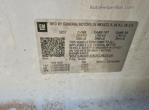3GCUKREC3JG263115 2018 CHEVROLET SILVERADO White Вид підкапотного простору