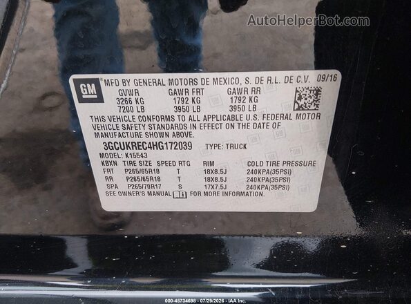 3GCUKREC4HG172039 2017 CHEVROLET SILVERADO Черный Вид подкапотного пространства
