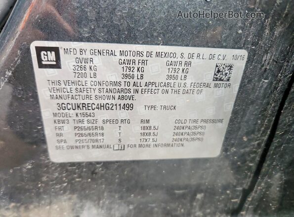 3GCUKREC4HG211499 2017 CHEVROLET SILVERADO Charcoal Widok komory silnika