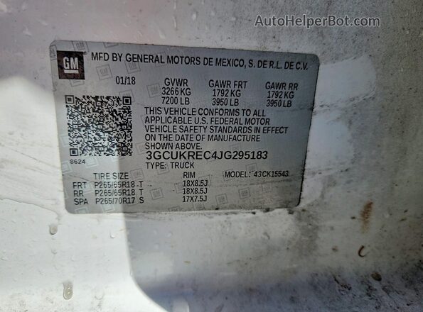 3GCUKREC4JG295183 2018 CHEVROLET SILVERADO White Vista del compartimento del motor