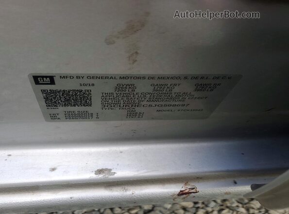 3GCUKREC5JG598697 2018 CHEVROLET SILVERADO Silver Вид підкапотного простору