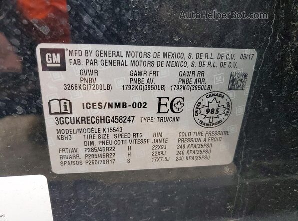 3GCUKREC6HG458247 2017 CHEVROLET SILVERADO Black Vista del compartimento del motor