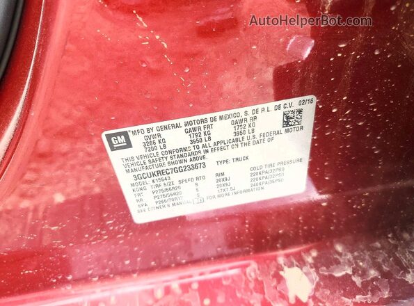 3GCUKREC7GG233673 2016 CHEVROLET SILVERADO Red Widok komory silnika