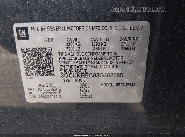 3GCUKREC8JG482555 2018 CHEVROLET SILVERADO Green Engine compartment view