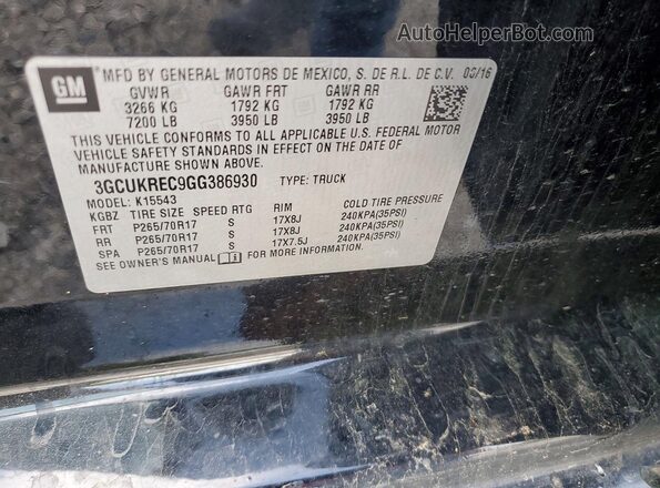 3GCUKREC9GG386930 2016 CHEVROLET SILVERADO Black ძრავის განყოფილების ხედი