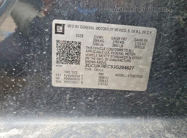 3GCUKREC9JG294627 2018 CHEVROLET SILVERADO Серый Вид подкапотного пространства