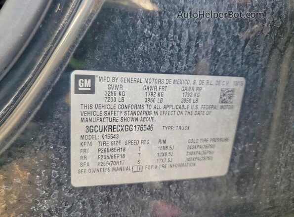 3GCUKRECXGG176546 2016 CHEVROLET SILVERADO Black VIN կոդի պիտակի տեսք