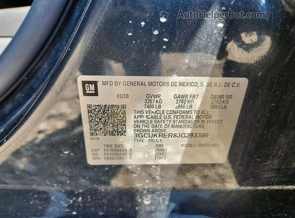 3GCUKRER8JG293389 2018 CHEVROLET SILVERADO Gray Vista del compartimento del motor