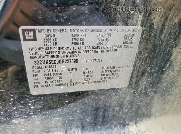 3GCUKSEC0GG227396 2016 CHEVROLET SILVERADO Black Widok komory silnika