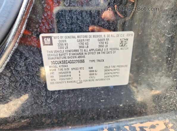 3GCUKSEC4GG276066 2016 CHEVROLET SILVERADO Black Engine compartment view