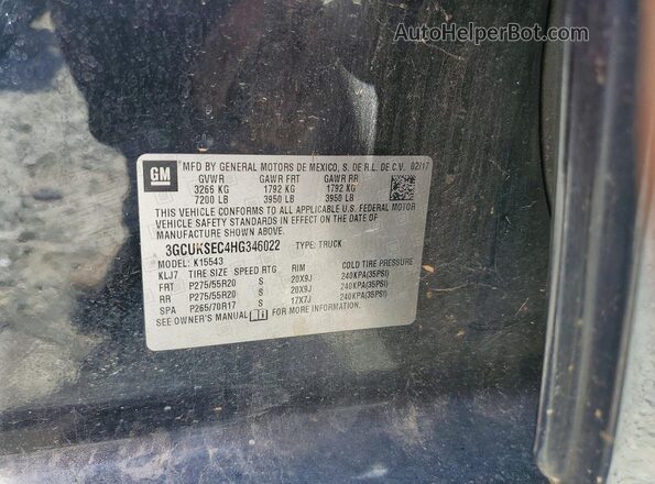 3GCUKSEC4HG346022 2017 CHEVROLET SILVERADO Black Engine compartment view