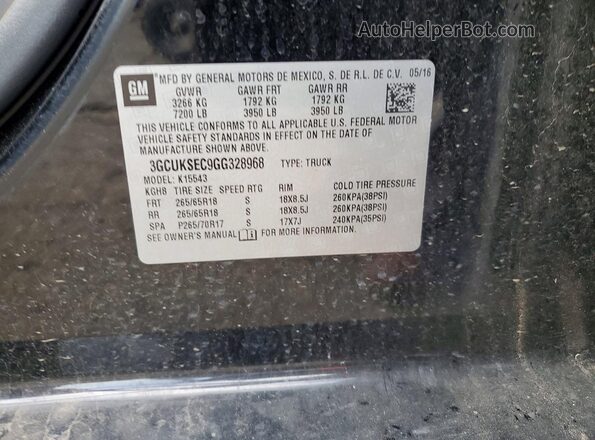 3GCUKSEC9GG328968 2016 CHEVROLET SILVERADO Black Vista del compartimento del motor