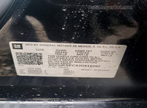3GCUKSEC9JG616562 2018 CHEVROLET SILVERADO Black Շարժիչի բաժամունքի տեսք