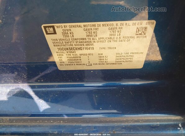 3GCUKSECXHG116419 2017 CHEVROLET SILVERADO Blue Widok komory silnika