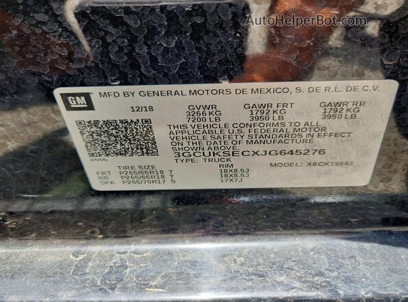 3GCUKSECXJG645276 2018 CHEVROLET SILVERADO Black Շարժիչի բաժամունքի տեսք