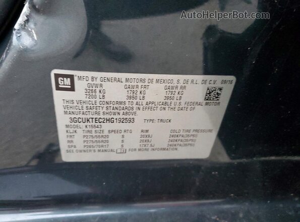3GCUKTEC2HG192593 2017 CHEVROLET SILVERADO Black VIN sticker view