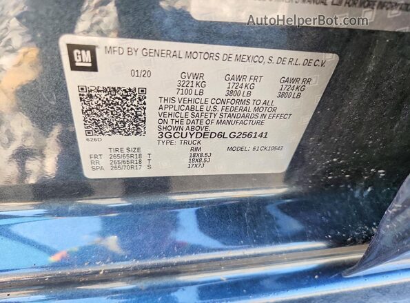 3GCUYDED6LG256141 2020 CHEVROLET SILVERADO Gray Widok komory silnika