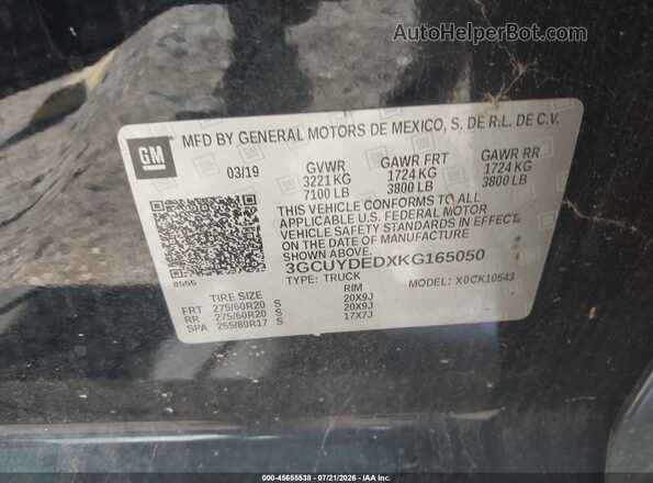 3GCUYDEDXKG165050 2019 CHEVROLET SILVERADO Black Vista del compartimento del motor