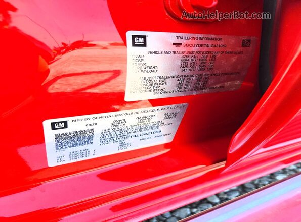 3GCUYDET4LG421059 2020 CHEVROLET SILVERADO Red Widok komory silnika