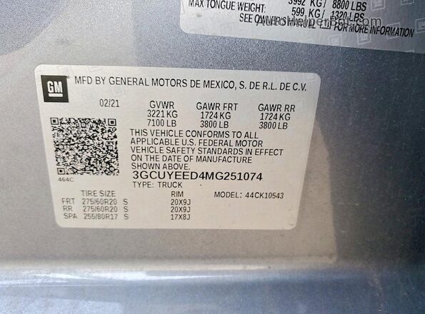 3GCUYEED4MG251074 2021 CHEVROLET SILVERADO Gray Widok komory silnika