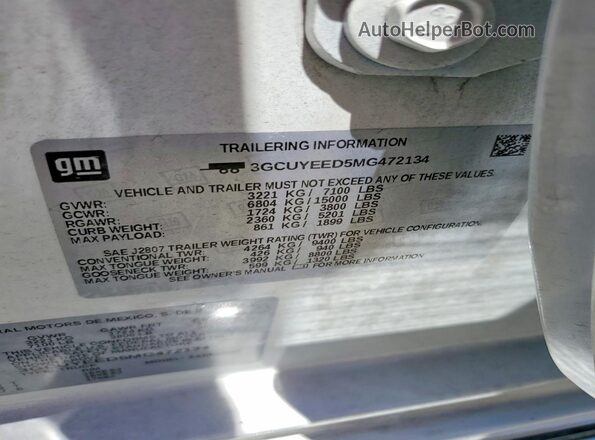 3GCUYEED5MG472134 2021 CHEVROLET SILVERADO White Vista del compartimento del motor