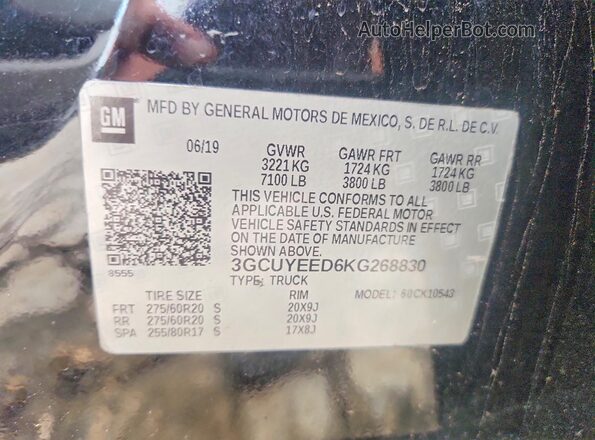 3GCUYEED6KG268830 2019 CHEVROLET SILVERADO Black Vista del compartimento del motor
