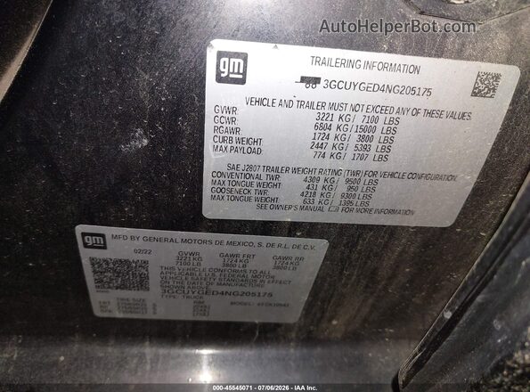 3GCUYGED4NG205175 2022 CHEVROLET SILVERADO Черный Вид подкапотного пространства