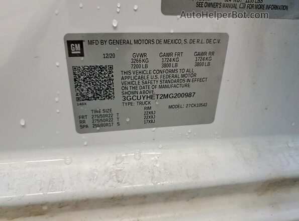 3GCUYHET2MG200987 2021 CHEVROLET SILVERADO White Widok komory silnika