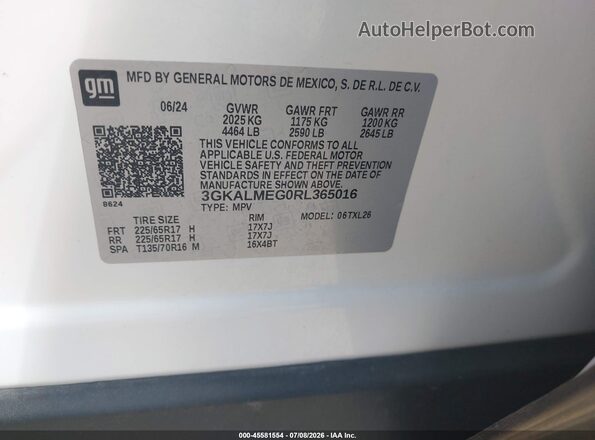 3GKALMEG0RL365016 2024 GMC TERRAIN Белый Вид подкапотного пространства