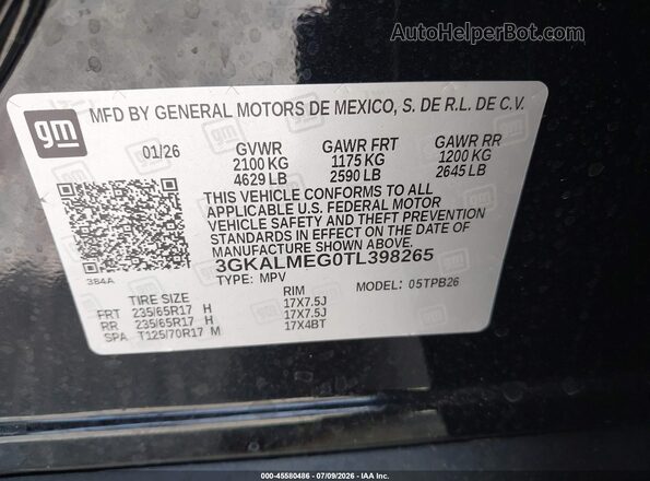 3GKALMEG0TL398265 2026 GMC TERRAIN Black Вид підкапотного простору