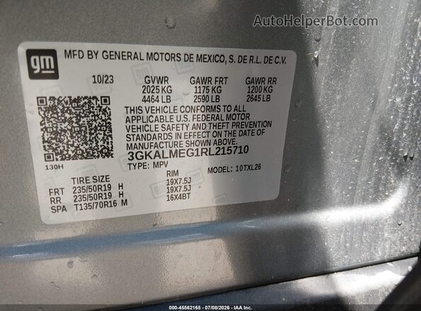 3GKALMEG1RL215710 2024 GMC TERRAIN Gray ძრავის განყოფილების ხედი