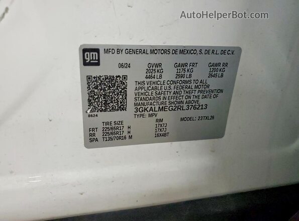 3GKALMEG2RL376213 2024 GMC TERRAIN White Панорамний вид салону 360°