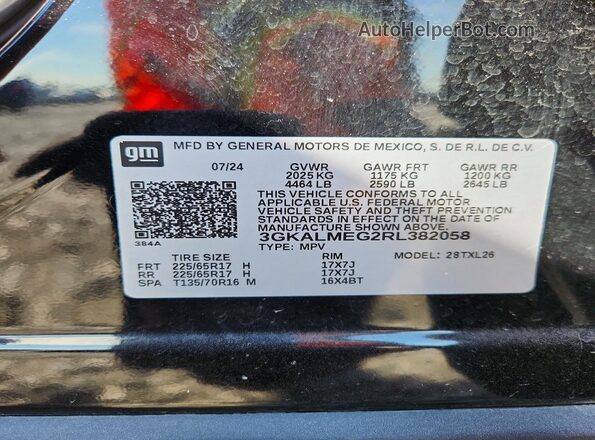 3GKALMEG2RL382058 2024 GMC TERRAIN Black VIN sticker view