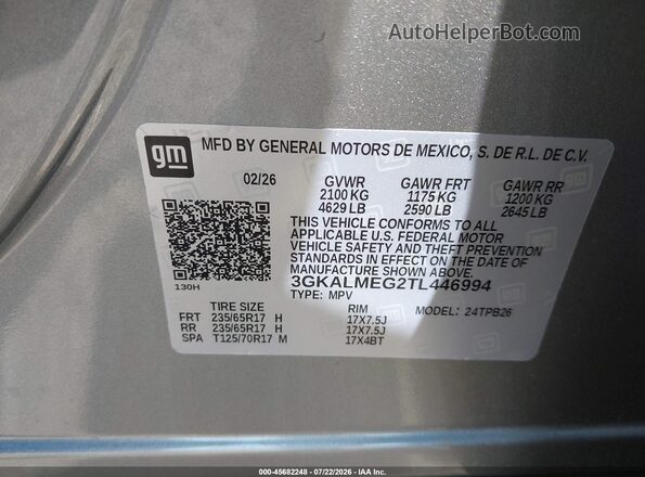 3GKALMEG2TL446994 2026 GMC TERRAIN Gray Widok komory silnika