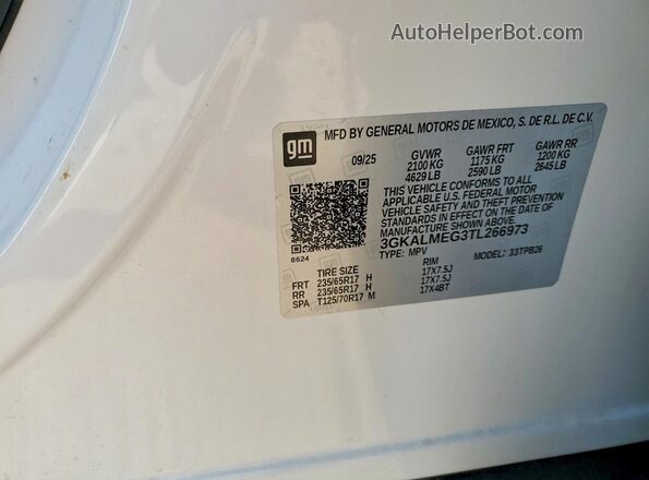 3GKALMEG3TL266973 2026 GMC TERRAIN White Вид наклейки з VIN-кодом