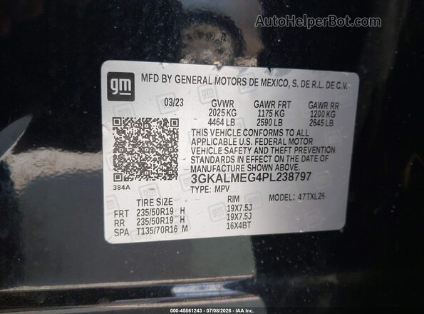 3GKALMEG4PL238797 2023 GMC TERRAIN Black Vista del compartimento del motor