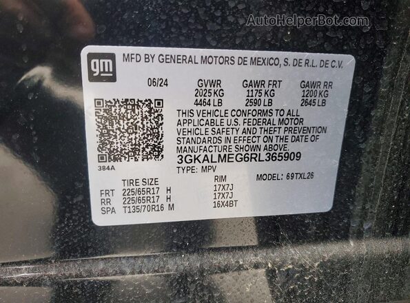 3GKALMEG6RL365909 2024 GMC TERRAIN Black Շարժիչի բաժամունքի տեսք