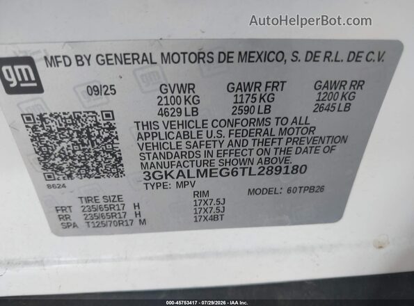 3GKALMEG6TL289180 2026 GMC TERRAIN White Engine compartment view