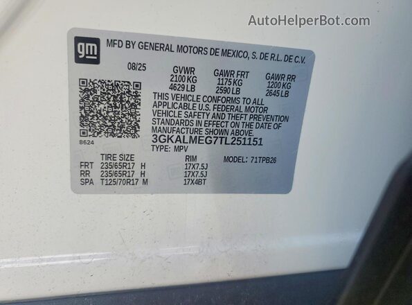 3GKALMEG7TL251151 2026 GMC TERRAIN White სალონის 360-გრადუსიანი ხედი