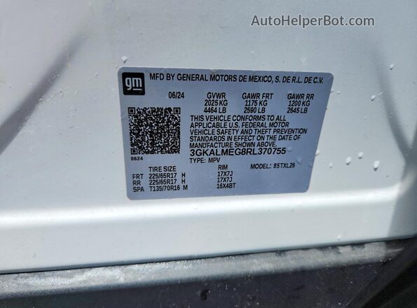 3GKALMEG8RL370755 2024 GMC TERRAIN White Widok wnętrza 360 stopni