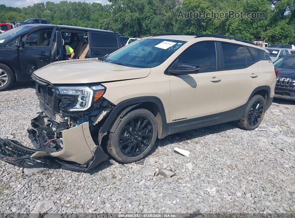 3GKALMEG9PL106053 2023 GMC TERRAIN Tan Առջևի ձախ երեք քառորդ տեսարան