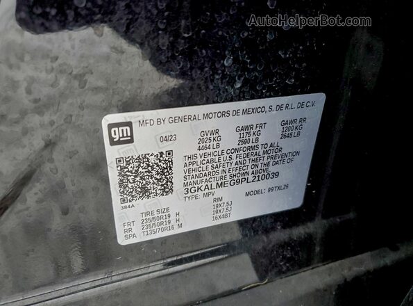 3GKALMEG9PL210039 2023 GMC TERRAIN Черный Панорамный вид салона 360°