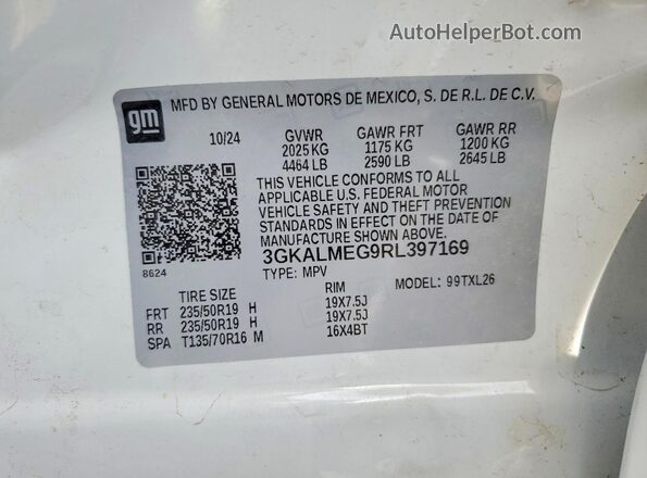 3GKALMEG9RL397169 2024 GMC TERRAIN White Շարժիչի բաժամունքի տեսք