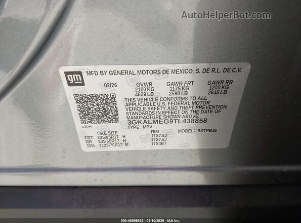 3GKALMEG9TL438858 2026 GMC TERRAIN Gray Շարժիչի բաժամունքի տեսք