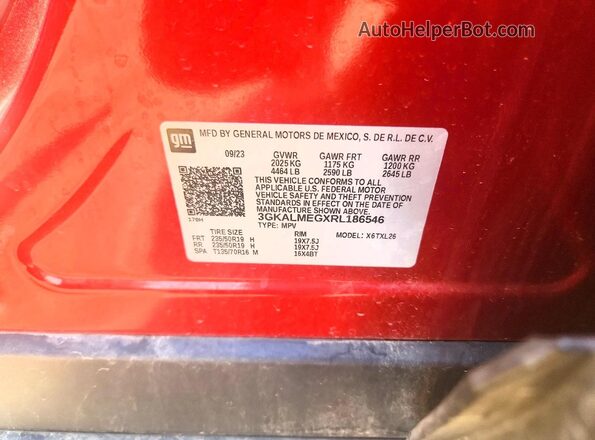 3GKALMEGXRL186546 2024 GMC TERRAIN Burgundy Vista del compartimento del motor