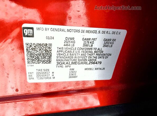 3GKALMEGXRL256479 2024 GMC TERRAIN Темно-бордовый Вид подкапотного пространства