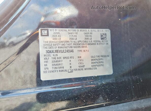 3GKALMEV0JL245946 2018 GMC TERRAIN Black VIN sticker view