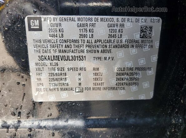 3GKALMEV0JL301531 2018 GMC TERRAIN Black VIN sticker view