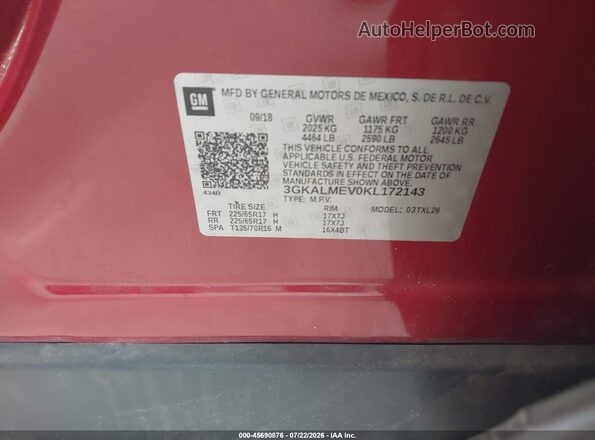 3GKALMEV0KL172143 2019 GMC TERRAIN Красный Вид подкапотного пространства